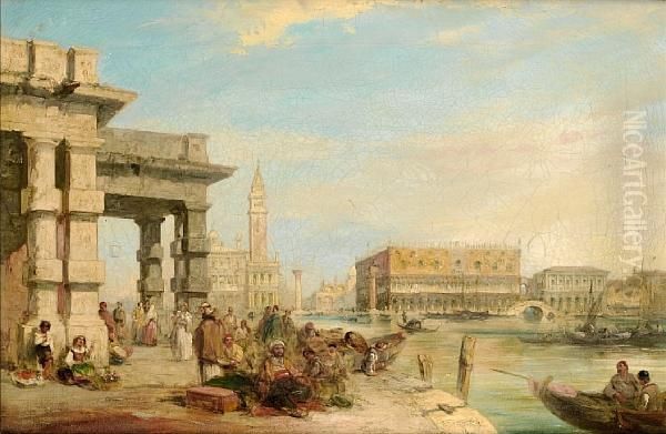 View Of St Mark's Square From The Doge's Palace, Venice Oil Painting by Edward Pritchett