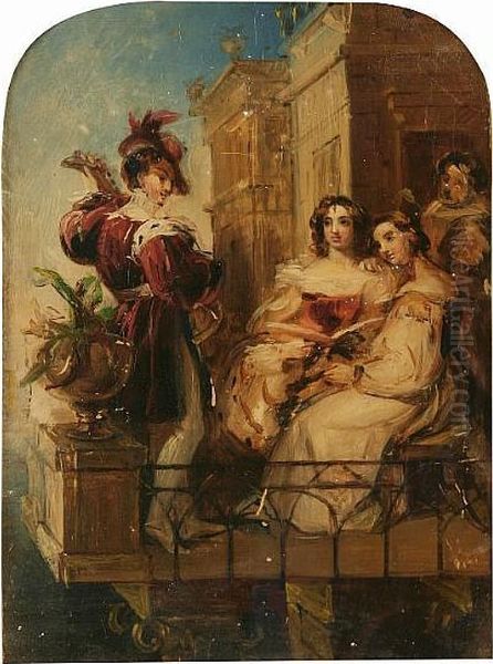 Elegant Ladies On A Venetian Balcony Oil Painting by Edward Pritchett