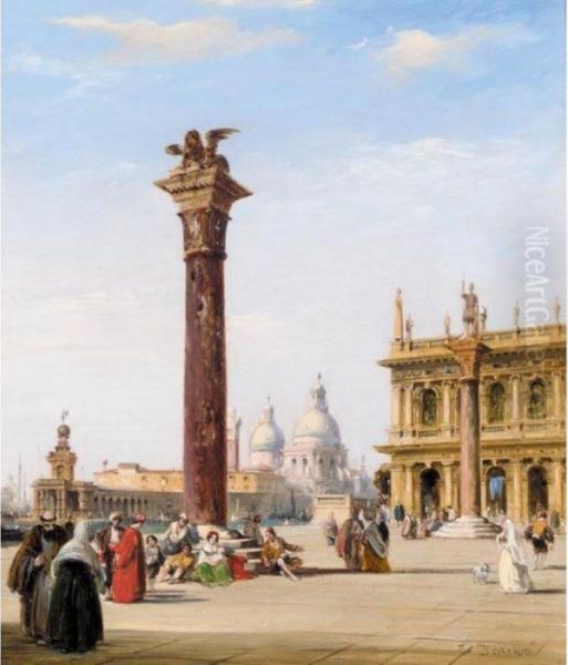 The Piazetta, St. Mark's, Venice Oil Painting by Edward Pritchett