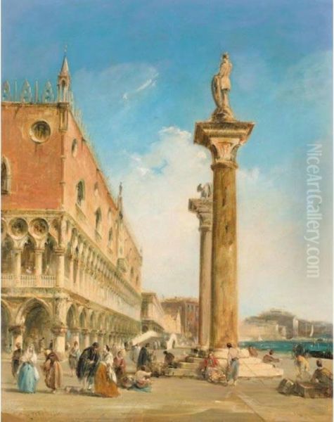 The Ducal Palace From The Piazzetta Oil Painting by Edward Pritchett