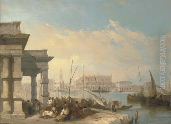 View Of The Piazetta From The Dogana, Venice Oil Painting by Edward Pritchett