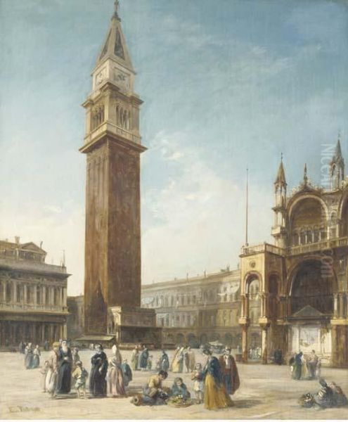 St. Mark's Square, Venice Oil Painting by Edward Pritchett