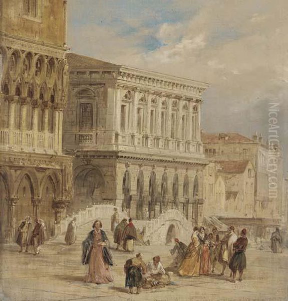 The Riva Degli Schiavoni, Venice Oil Painting by Edward Pritchett