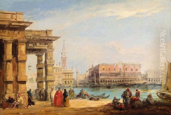 View Across The Grand Canal From The Old Customs House Oil Painting by Edward Pritchett