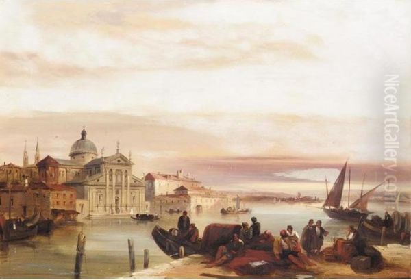 View Of The Church Of San Georgio Maggiore Oil Painting by Edward Pritchett