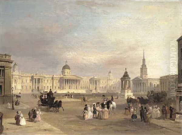 Trafalgar Square Oil Painting by Edward Pritchett