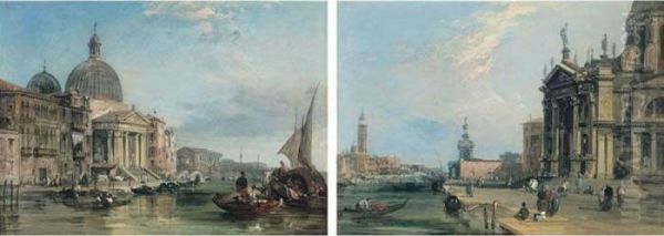 From Santa Maria Looking Towards St Mark's Square; Santa Maria Della Salute Oil Painting by Edward Pritchett