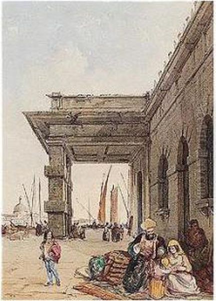 Turkish Merchants, The Dogana Di Mare, Venice Oil Painting by Edward Pritchett