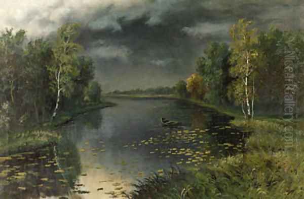 Spring - Threatening Skies Oil Painting by Efim Efimovich Volkov