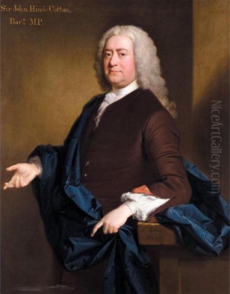 Portrait Of Sir John Hynde Cotton, 3rd Bt. (d.1752) Oil Painting by Allan Ramsay