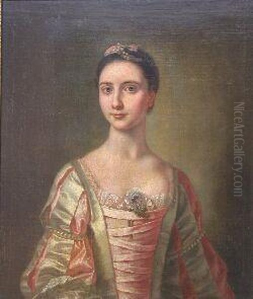 Half Length Portrait Of A Young Woman In Pink Oil Painting by Allan Ramsay