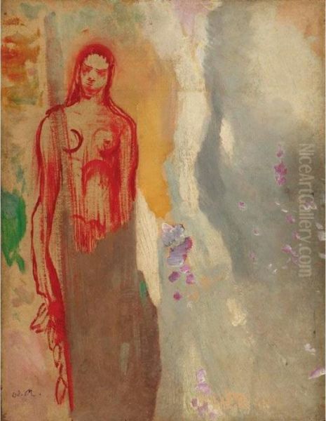 Allegorie En Rouge Oil Painting by Odilon Redon