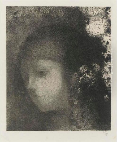 Tete D'enfant Avec Fleurs (m. 169) Oil Painting by Odilon Redon