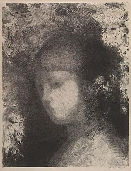 Tete D'enfant Avec Fleurs Oil Painting by Odilon Redon