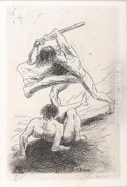 Cain And Abel Oil Painting by Odilon Redon