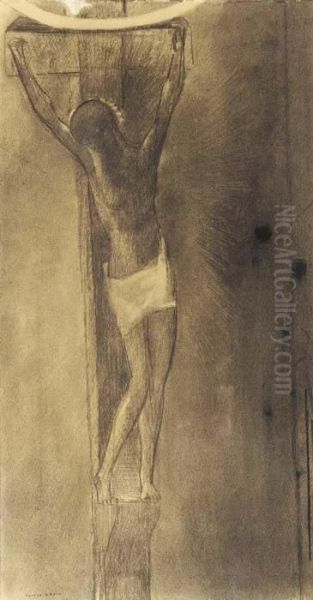 Crucifixion Oil Painting by Odilon Redon