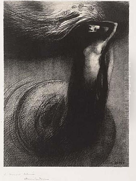 La Mort: Mon Ironie Depasse Toutes Les Autres<</b> Oil Painting by Odilon Redon