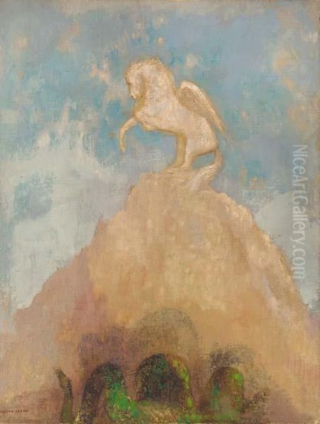 Pegase Blanc Oil Painting by Odilon Redon