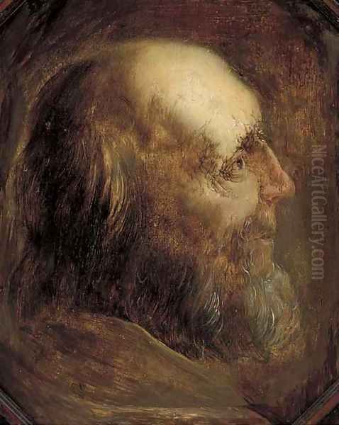 Head of an old man in profile Oil Painting by Jan Van Der Vinne