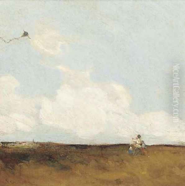 The kite flyers Oil Painting by Joseph Vickers De Ville