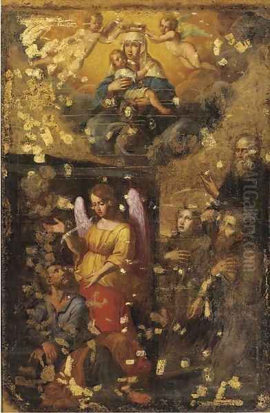 The Madonna and Child enthroned Oil Painting by School Of The Veneto