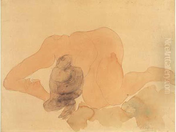 Etude De Nu Feminin Agenouille Oil Painting by Auguste Rodin