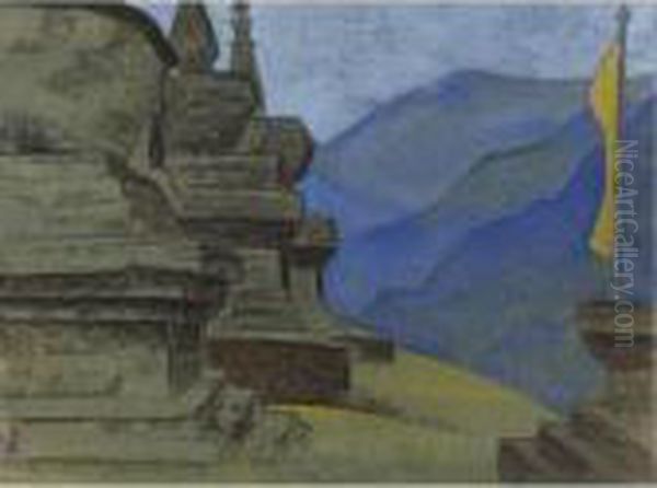 Suburghans. Tashiding, From The 
Himilayan
 Series Oil Painting by Nicolaj Konstantinov Roerich