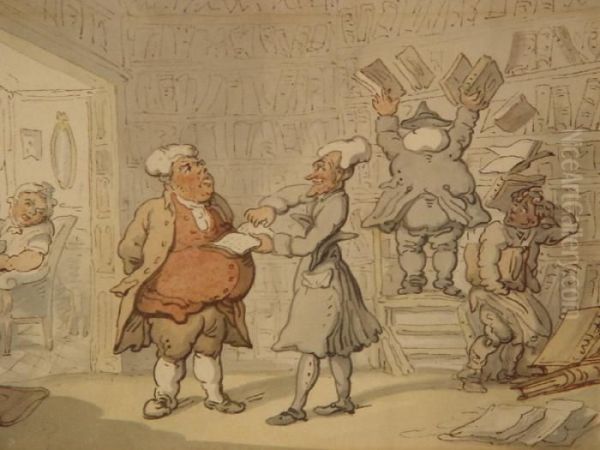 Dr. Syntax In The Library Oil Painting by Thomas Rowlandson