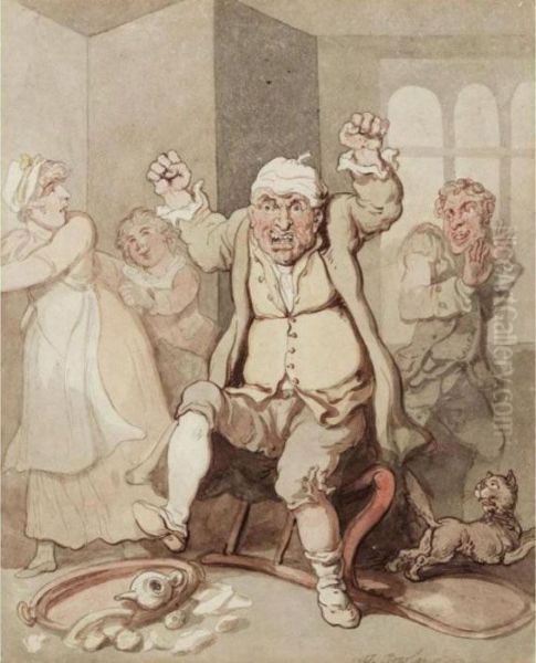 The Enraged Master Oil Painting by Thomas Rowlandson