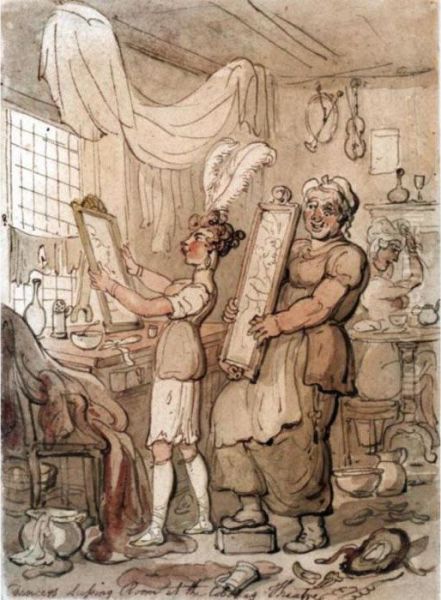 Dancers' Dressing Room At The Cobourg Theatre Oil Painting by Thomas Rowlandson