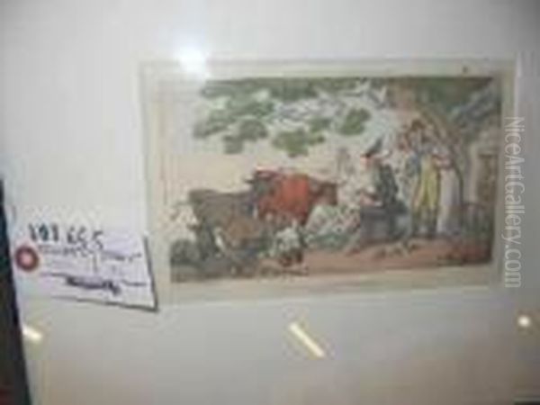 Doctor Syntax Drawing After Nature Oil Painting by Thomas Rowlandson