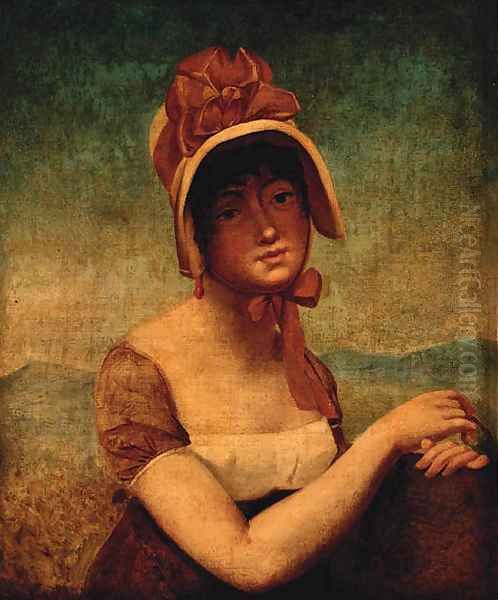 Portrait Of A Young Lady, Bust-Length, Wearing A Bonnet Oil Painting by Victorie Vaudreuil