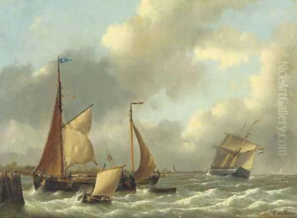 A busy estuary Oil Painting by Emanuel De Vries