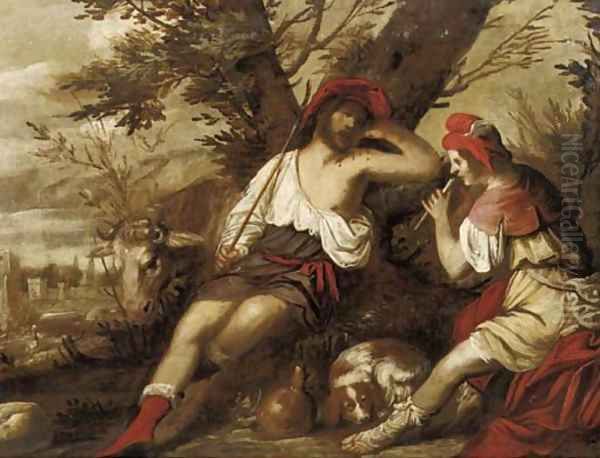 Mercury and Argus Oil Painting by Pietro Della Vecchio