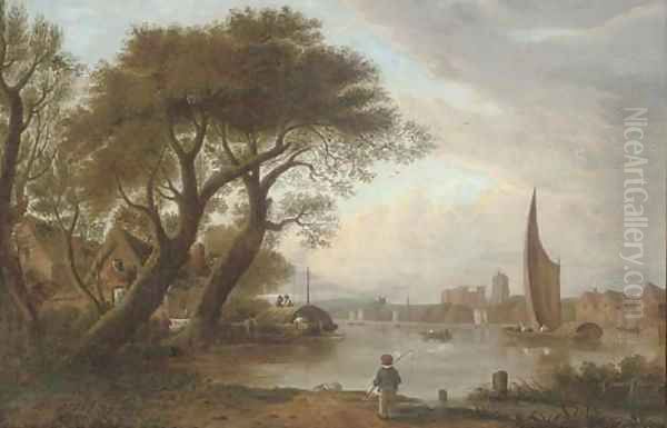 A view along the Medway, Rochester Oil Painting by George Vincent