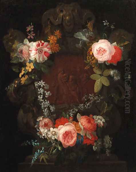 A swag of roses Oil Painting by Nicholas Van Verendael