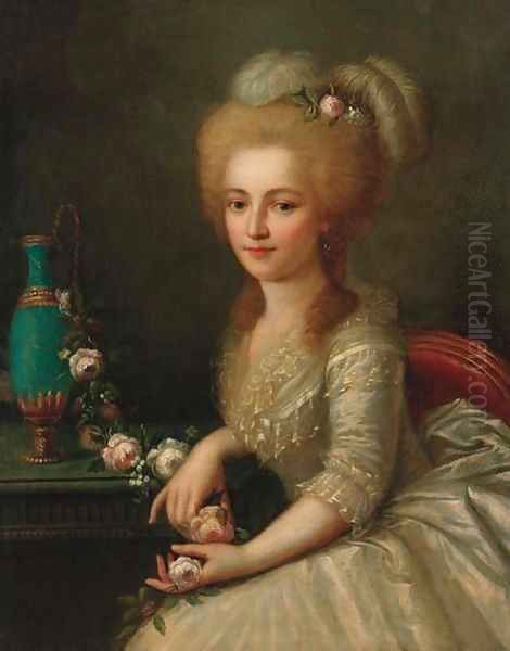 Portrait of a young lady 2 Oil Painting by Antoine Vestier