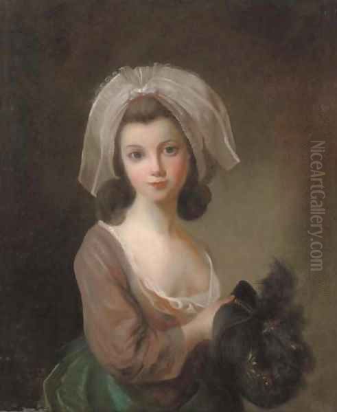 Portrait of a young lady Oil Painting by Antoine Vestier