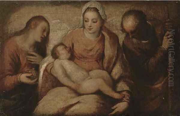 The Holy Family with Saint Mary Magdalene Oil Painting by Tiziano Vecellio (Titian)