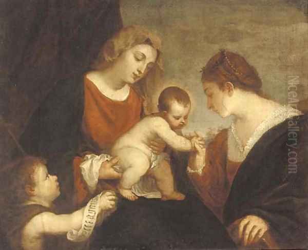 The Mystic Marriage of Saint Catherine 2 Oil Painting by Tiziano Vecellio (Titian)