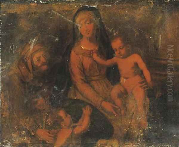 The Virgin and Child with Saint Anne and the Infant Saint John the Baptist Oil Painting by Tiziano Vecellio (Titian)