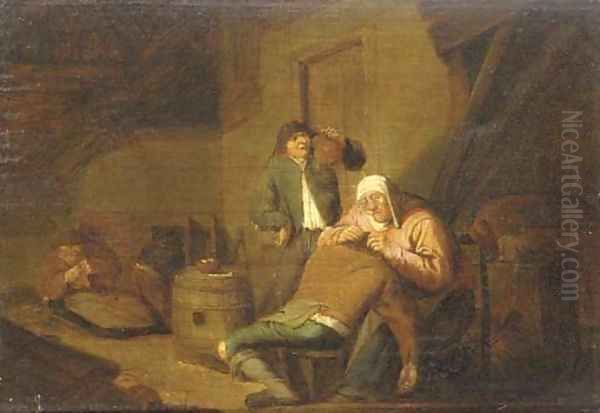 Peasants in a cottage interior Oil Painting by Anthonie Victorijns