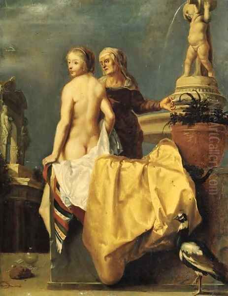 Bathseba receiving David's letter Oil Painting by Francois Verwilt