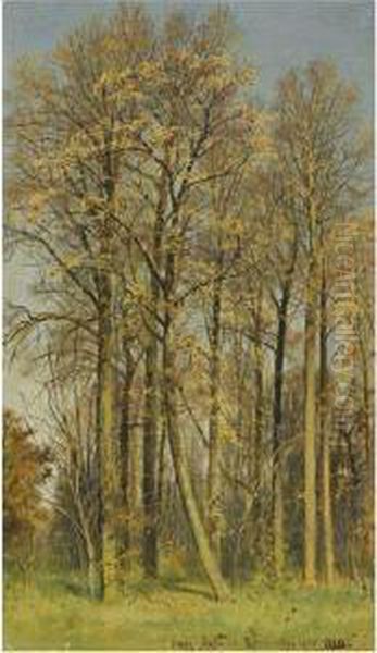 Rowan Trees In Autumn Oil Painting by Ivan Shishkin