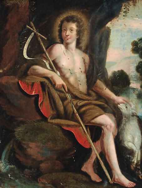 Saint John the Baptist in the wilderness Oil Painting by Simon de Vos