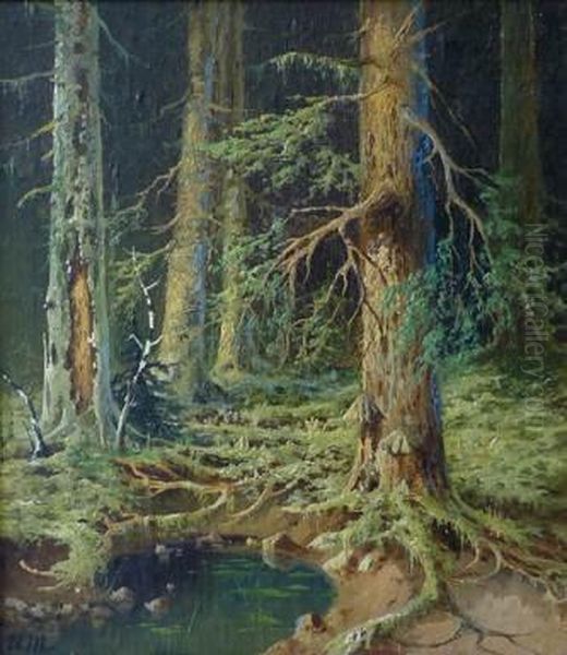 Bassin En Sous-bois Oil Painting by Ivan Shishkin