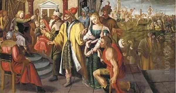 Susannah accused by the Elders Oil Painting by Simon de Vos