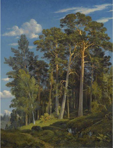 Pine Forest Oil Painting by Ivan Shishkin