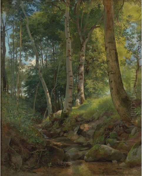 The Brook Oil Painting by Ivan Shishkin