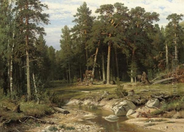 Mast Pine Forest In Viatka Province Oil Painting by Ivan Shishkin